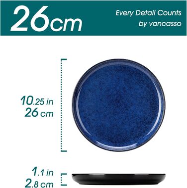Vancasso Starry Blue 24-Piece Stoneware Dinnerware Set for 6 - Complete Tableware Set with Plates, Bowls