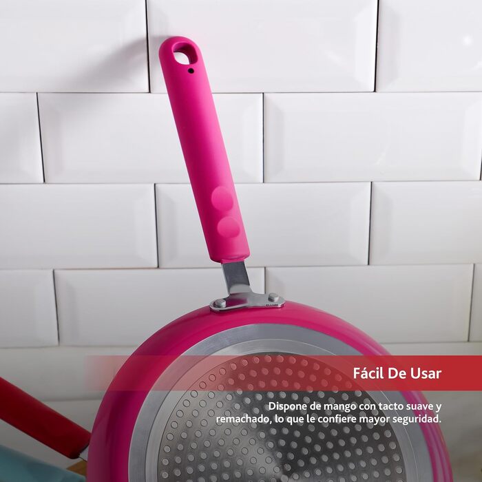 Сковорода RENBERG JAZZY 24 см з антипригарним покриттям, червона, індукція, алюмінієва з м'якою ручкою