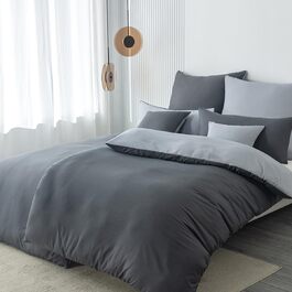 Комплект постільної білизни 135x200 4-х частинний антрацит/сірий, мікрофібра, двостороння, м'яка та без прасування. Комплект: простирадло 2 шт. + наволочки 2 шт. 80x80 см на блискавці.