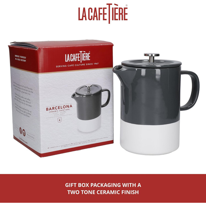 Френч-прес La Cafetière Barcelona 850 мл, керамічний, сірий