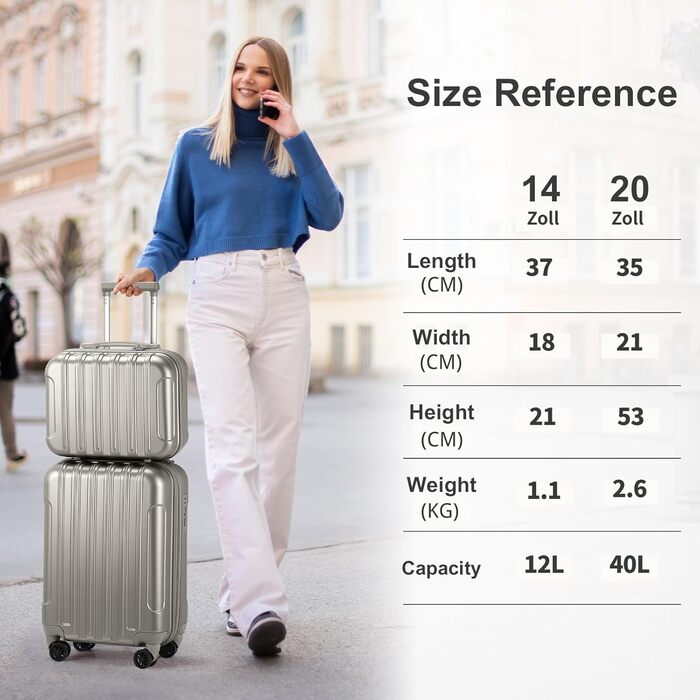 Набір валіз LALAHO 3 шт. з жорстким корпусом, великий дорожній набір, валізи з колесами, матеріал ABS+PC, ручна поклажа, набір валіз з жорстким корпусом, м'ятно-зелений колір