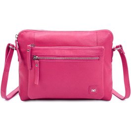 Сумка через плече Wise Owl Nappa Hot Pink: шкіряна сумка для жінок та чоловіків, кросбоді, 5 відділень на блискавці