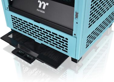 Корпус Thermaltake The Tower 200 Turquoise Mini-ITX з вертикальним розташуванням, загартоване скло, 2x CT140 вентилятори, підтримка AIO 280мм, GPU до 380мм