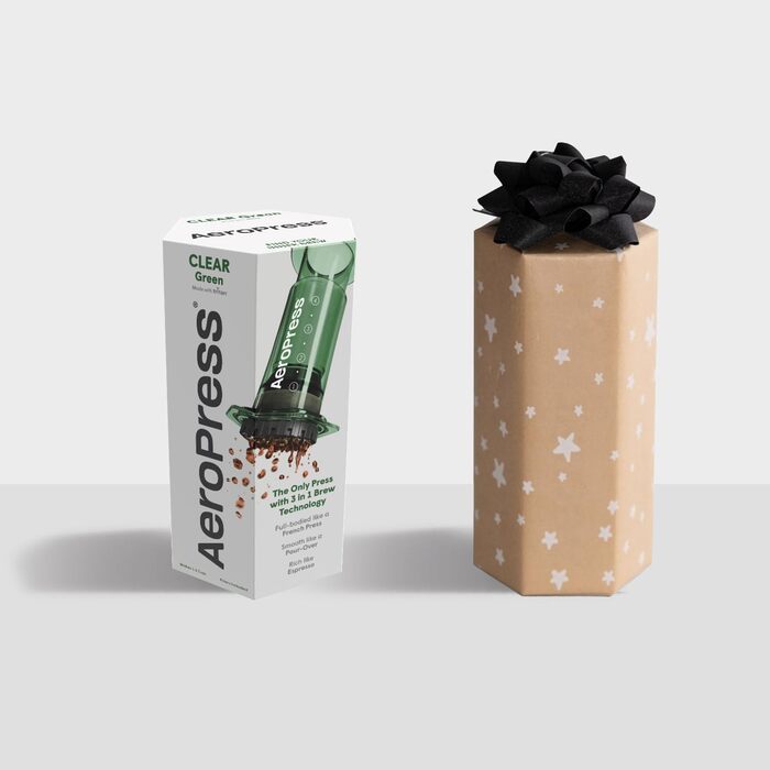 AeroPress Clear Coffee Press – 3-in-1 Coffee Maker combines French Press, Pour Over & Espresso – Full-bodied Coffee without Bitterness – Portable Mini Coffee Maker for Travel, Transparent (Standard, Green)