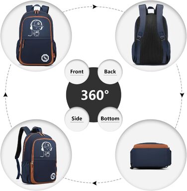 KONO Рюкзак для школи 3-в-1: рюкзак, сумка через плече, пенал. Підходить для ноутбука 15.6