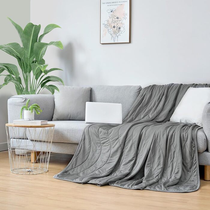 Laneetal Cooling Blanket 150x200 cm, lightweight summer blanket, Q-Max > 0.45, grey