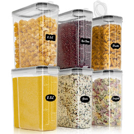 Набір контейнерів для зберігання Withosent 24 шт. з кришкою, пластикові, для продуктів, зерна, мюслі, з етикетками та ложкою (2L 1.6L 0.8L)
