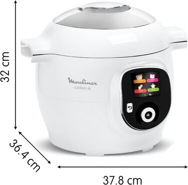 Moulinex Cookeo+ Intelligent Pressure Multicooker, 6 l, 80 integrated recipes, unattended operation, intuitive display, step-by-step cooking instructions, dedicated app, white CE854110, 6 cooking modes
