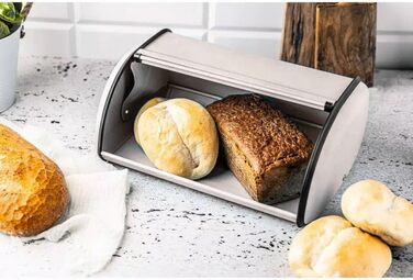 KING HOFF Контейнер для хліба та продуктів, сталевий, чорний (Beige Klein)