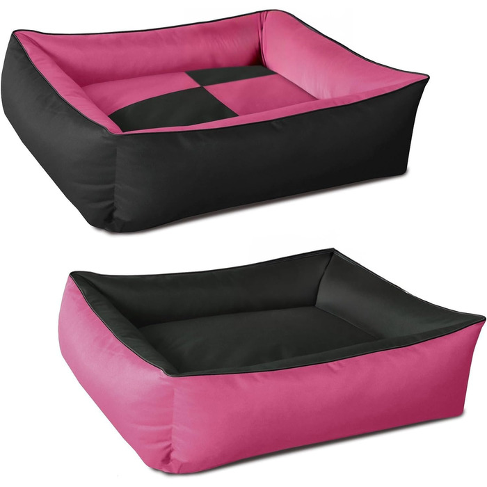 Hundebett 2в1 BedDog MAX Quattro, велике лежанка для собак з Cordura, миється, з бортиком, для дому та вулиці, XL, Rock-Flow, сіро-антрацит (CANDY (рожевий/чорний), L 100 x B 85 x H 23 см)