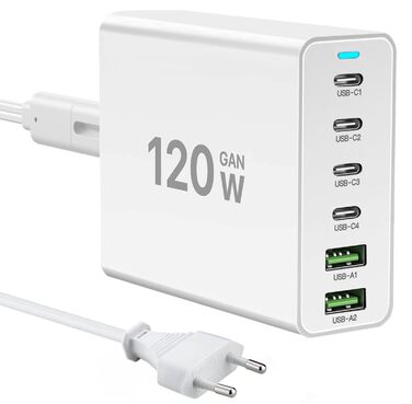 Зарядний пристрій USB-C 500W, GaN PD PPS 8 портів, швидка зарядка для MacBook Pro/Air, iPad, iPhone 15/16, Galaxy S23 - білий