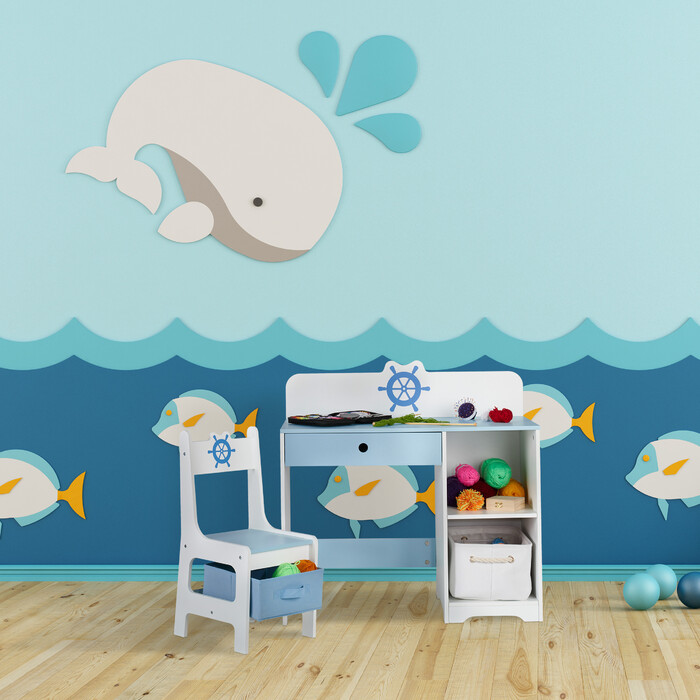 Relaxdays Children's Desk and Chair Nautical