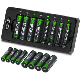 Набір акумуляторів AA Ni-MH 8 шт. + зарядний пристрій 8 позицій (8 AA + 8 AAA) від Bevigor