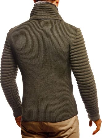 Чоловічий кардиган Leif Nelson з блискавкою, Regular Fit, довгі рукави, хакі-чорний колір, для повсякденного та ділового стилю