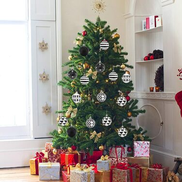 30 шт. прикрас на ялинку: блакитні та чорні ялинкові кулі, 6 см, ручної роботи, з петелькою для ялинки