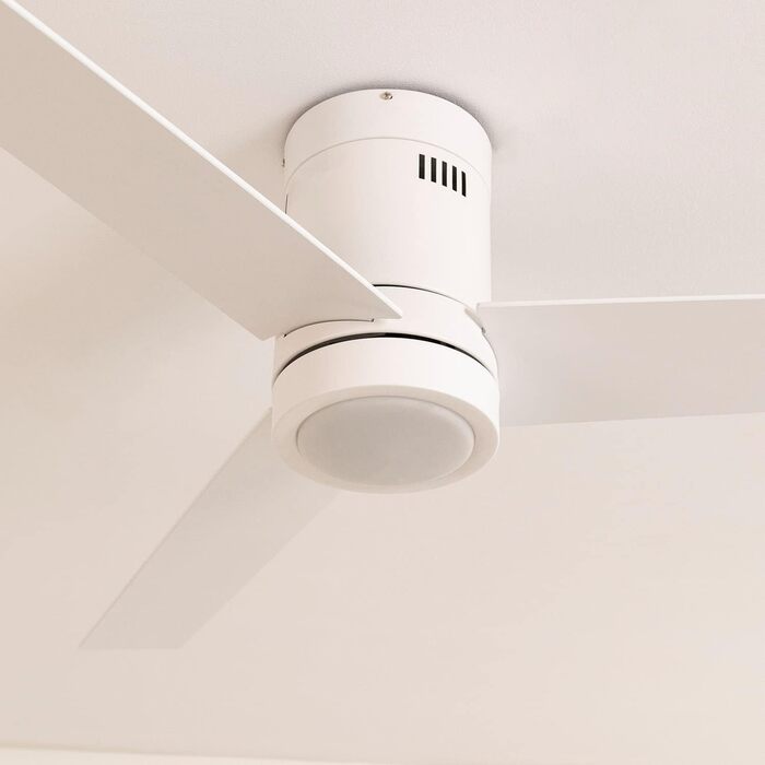 Стеляний вентилятор Windminimal білий з підсвіткою та пультом, тихий, DC-двигун, 40W, діаметр 132 см, 6 швидкостей, літньо-зимовий режим