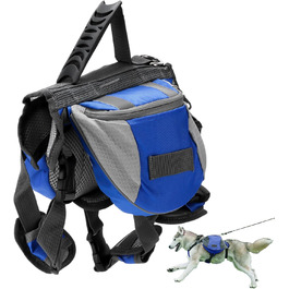 Рюкзак для собак Cyrank: набір посуду, жилет, сумка для їжі та води, рюкзак для собак, жилет для собак, сумка для їжі та води для собак, туристичний рюкзак для собак з світловідбиваючими смугами, жилет для собак, для великих собак (M)
