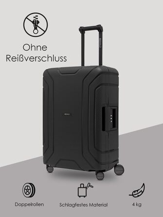 Набір валіз REDOLZ Hartschalen 3-ті: міцний поліпропілен, TSA-замок, 4 колеса, система 3-точкового закриття. Розмір M (65 см), Deep Black.