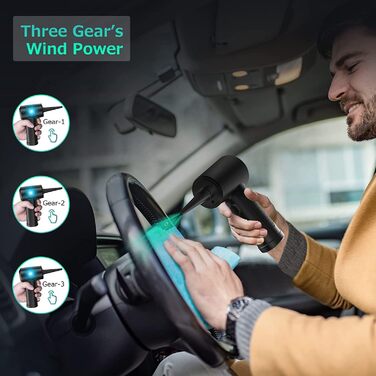 Електричний пилосос-бластер VANBAR для чищення клавіатури, диванів, авто та офісної техніки. Акумулятор 7600mAh, 3 швидкості, USB-зарядка, щітка.