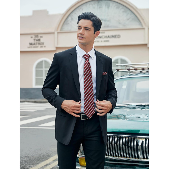 HISDERN Набір краваток для чоловіків (3 шт.) Класичні краватки та нагрудні хустки з шовку для весілля та свят