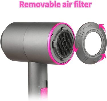 Іонний фен Faszin з AC-двигуном: професійний, 2 швидкості, 3 режими нагріву, кнопка холодного повітря, насадки-дифузор та концентратори (сірий)