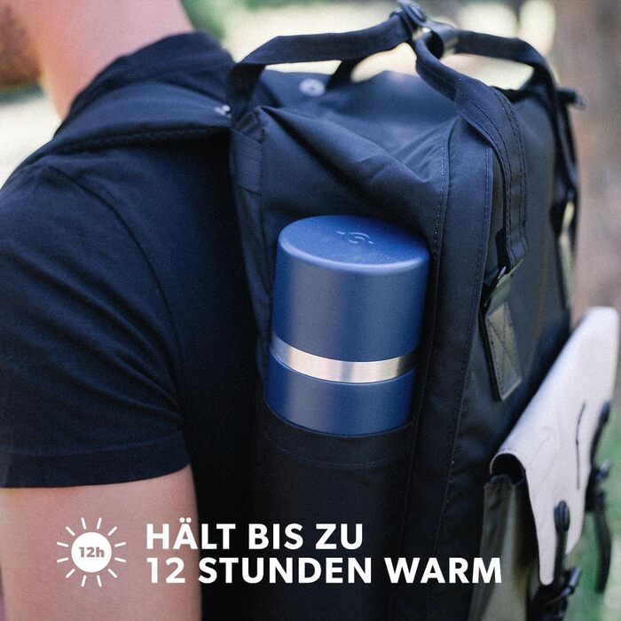 Qwetch Stainless Steel Thermos Flask - 750ml Insulated Bottle & Travel Mug - 24h Cold & 12h Hot - Leakproof, BPA-Free, for Coffee & Tea