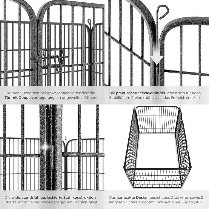 Тектейк вольєр для цуценят, 60 см, 8 грат, чорний - 402502
