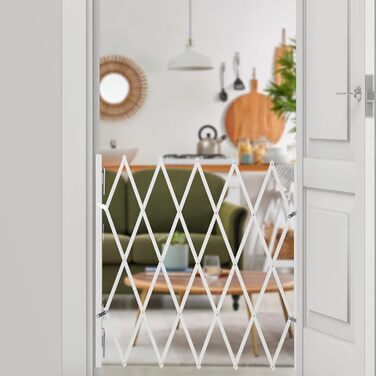 Захисне ворота для собак Relaxdays, висувне до 130 см, висота 87,5-100 см, бамбук, біле (L)