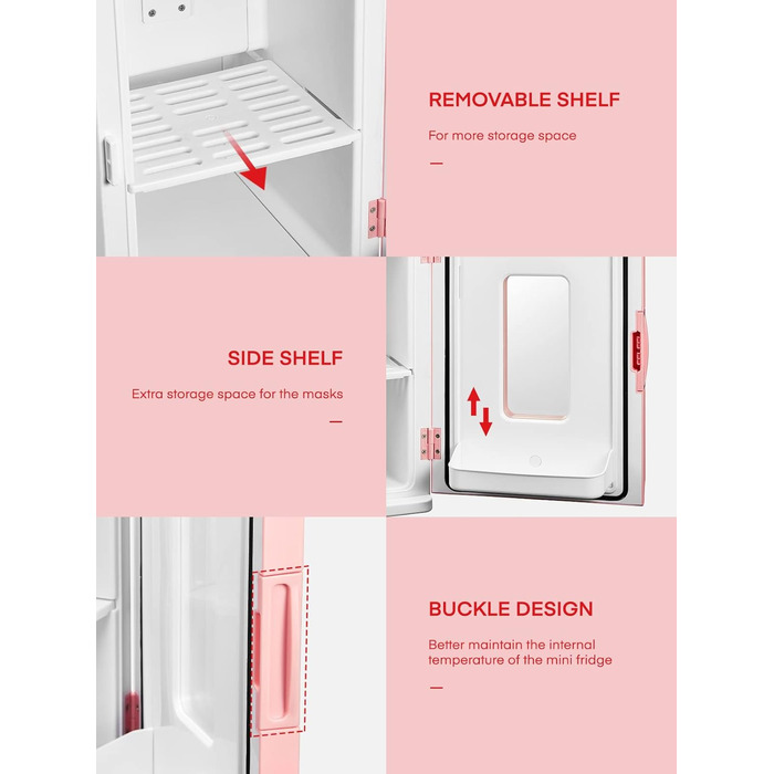Northclan 15L Mini Fridge - Portable Cooler & Warmer for Home & Car - 220V AC/12V DC - Pink