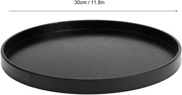 3 Piece Round Tray 30cm Wood Round Serving Tray Black Breakfast Coffee Cup Tea Tray Bathroom Tray Small Decorative Tray for Cafe, Bar, Restaurant