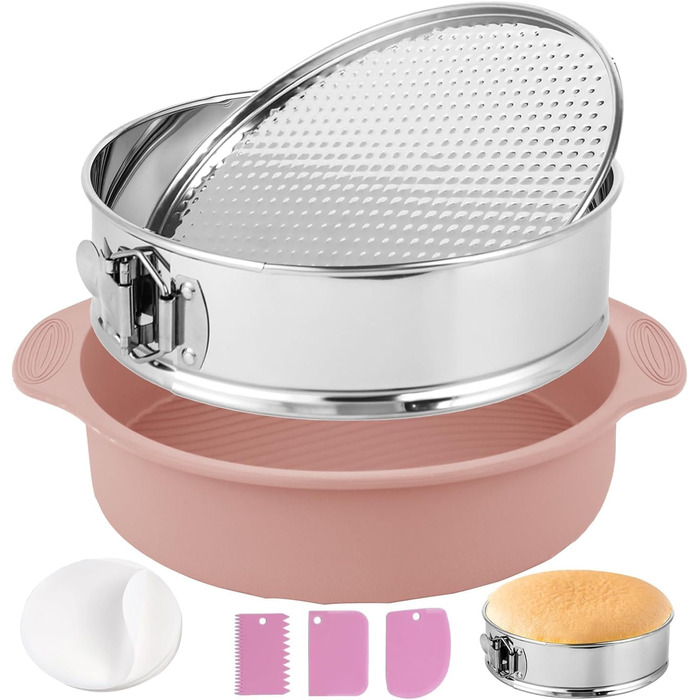 Форма для випічки Hikaproligt з нержавіючої сталі, Ø 26 см, кругла, з антипригарним покриттям та захистом від протікання, знімний дно, для чізкейків та тортів