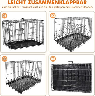 Клітка для собак Ribelli Hundetransportbox: металева, складна, чорна, до 43 кг (XL 91x64x58 см)
