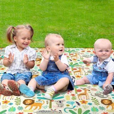 Outplea Extra Large Kids Picnic Blanket Waterproof 200 * 200cm, Beach Mat Camping Blanket Padded Foldable, Outdoor Travel Mat Picnic Blanket, Zoo