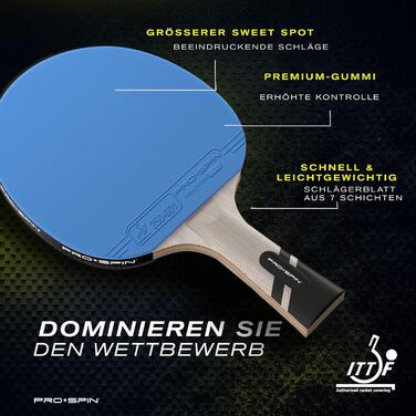 PRO SPIN Table Tennis Paddle - Carbon Pro Racket with Superior Precision, Spin Rubber, 2.0mm Sponge, Protective Case - Premium Quality, High Performance Table Tennis Set (Blue, 2-Pack)