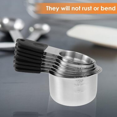 Magnetic Measuring Cup and Spoon Set with Strong Magnets, Durable Stainless Steel Measuring Cup and Spoon Set, Fits Most Kitchen Spice Jars for Baking and Cooking, 15-Piece Set with
