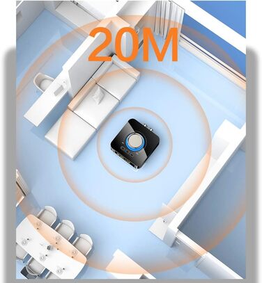 Bluetooth 5.0 Аудіоприймач: Stereo Receiver з LED дисплеєм, Aux/RCA виходи для TV, колонки, комп'ютер