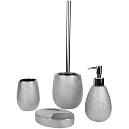 Набір для ванної кімнати Axentia Glitzer Hollywood - 4 предметів, сріблястий, 13 x 32 x 20 см