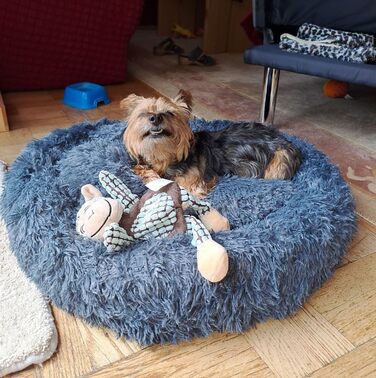 Кругле ліжко для собак та котів Pfoten&nasen® Wolke 7 - м'яке, знімний чохол, 75 см (Сірий/Білий)