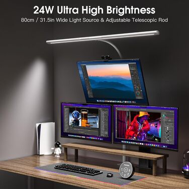 LED лампа настільна EYOCEAN 24W, 80см, з жестами, диммування, захист очей, для офісу, читання, архітекторів, дизайнерів