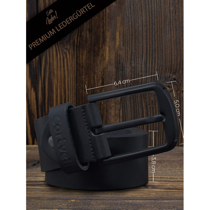 Чоловічий шкіряний ремінь чорного кольору 40 мм, Made in Germany, подарункова коробка, чорна пряжка, матеріал - шкіра, ширина 40 мм, розмір 110