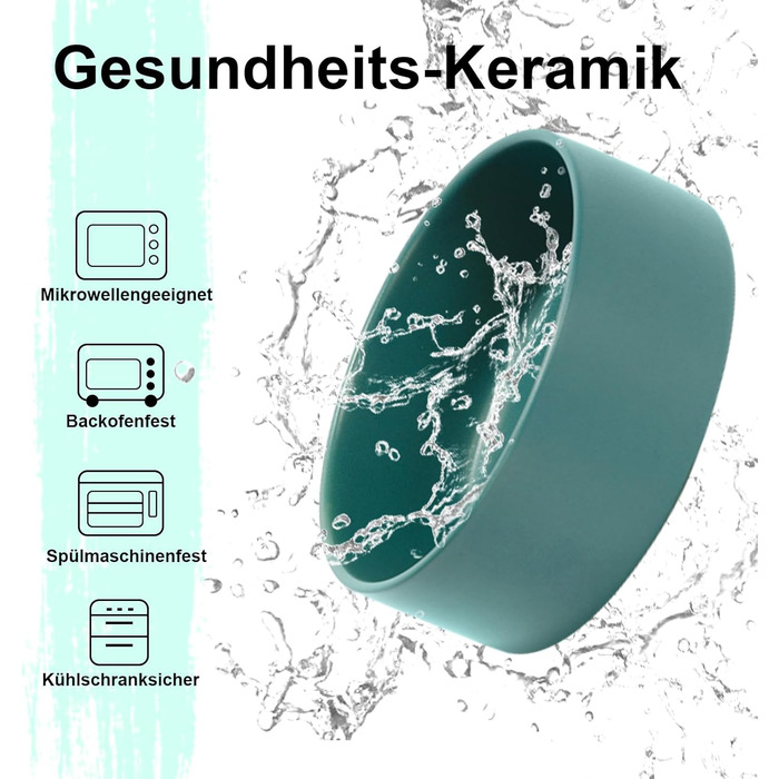 Набір мисок для корму для собак і котів SpunkyJunky з кераміки, піднятий на підставці з бамбука (2 шт. по 400 мл, зелений)