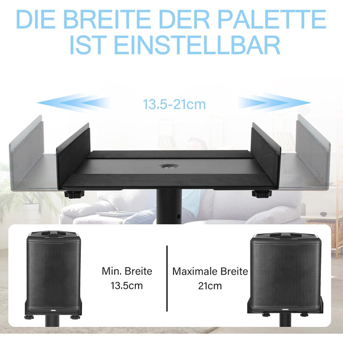 Підставка для колонок, 2 шт., регульована висота 86–127 см, з кабельною організацією, вантажопідйомність 3.6 кг, для малих колонок (PX3 2-P21)