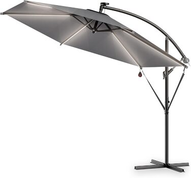 Kingsleeve® Canopy Umbrella LED Lighting UV Protection 80+ Solar Stand Protective Cover 350cm Large Crank Balcony Terrace Garden Umbrella Parasol