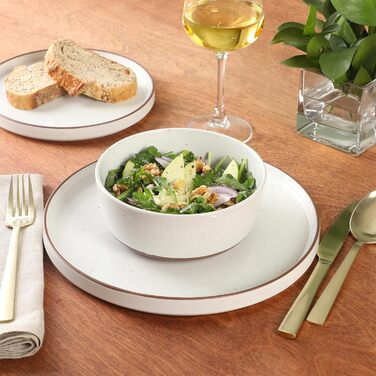 Сервіз набір 16-ти частинний Gibson Elite Northrock Steingut для 4 осіб: тарілки та миски, білий з ручним розписом, кераміка (Northrock)