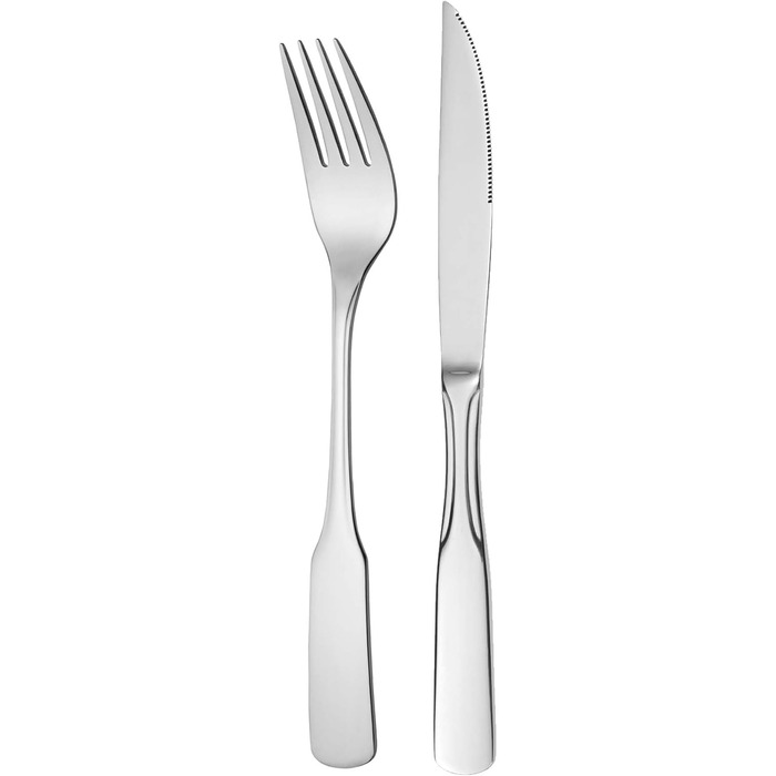 GRÄWE Steak Set for 6 People, Flatware Set 12-Piece, Dinnerware Set including Steak Knives, Steak Forks, Pizza Cutlery Stainless Steel 18/10, Polished, Dishwasher Safe, Spaten Series