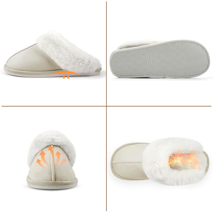 Тапочки домашні жіночі чоловічі зимові теплі зручні з плюшу, м'які, пухнасті, неслизькі, для дому та вулиці, 38/39 EU, бежеві