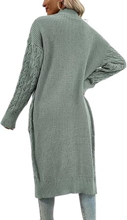 Saodimallsu В'язаний кардиган для жінок, великий в'язання, відкритий спереду, з кишенями, світло-зелений, XL