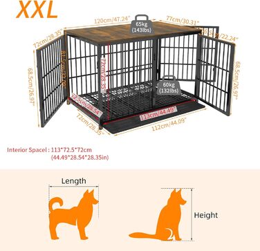 BingoPaw Клітка для собак Holz Indoor: Клітка-шафа для собак з трьома дверцятами та знімним піддоном - Будка для собак маленьких порід, цуценят, розмір M 78x56x65 см, Білий