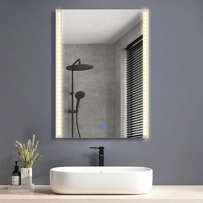 Дзеркало для ванної кімнати CLIPOP з підсвічуванням LED, сенсорне управління, IP44, 3 кольори світла, 40x50 см