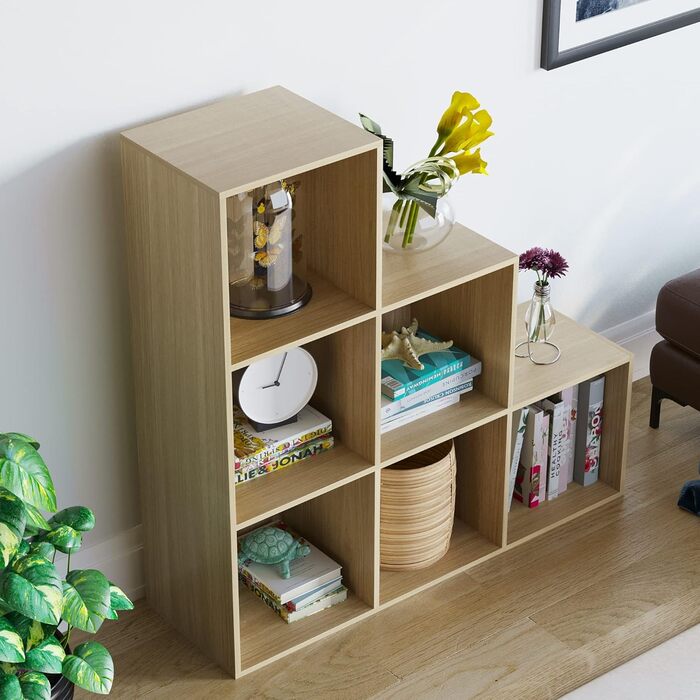Стелаж Vida Designs Durham дубовий, 6 кубів, для книг і зберігання, органайзер для вітальні